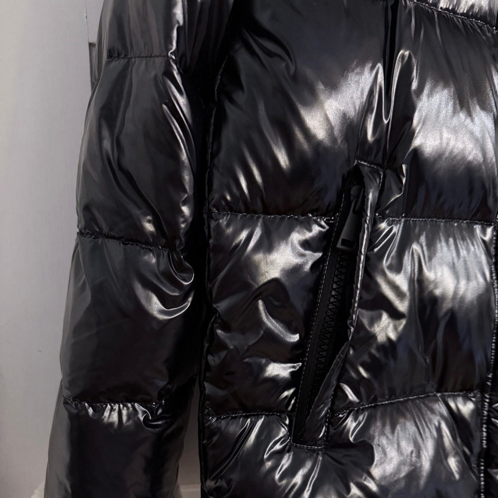 NWOT Sanctuary Down Puffer Sherpa Trim High Shine Black S Cybercore Streetwear - Picture 6 of 10